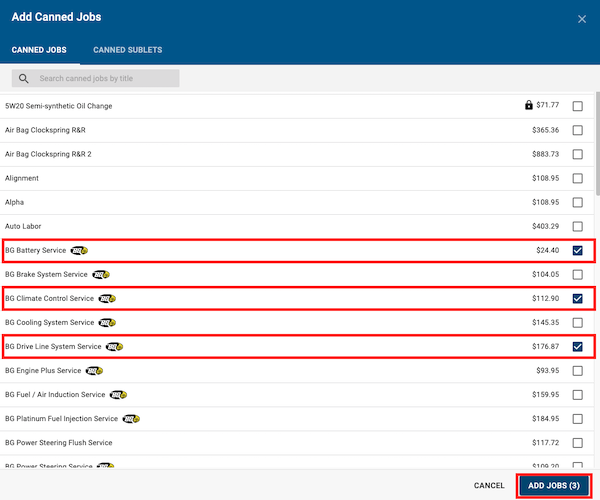 BG Canned Jobs Setup & Workflow Tekmetric