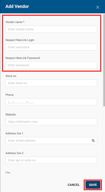 Setup Vendors on Nexpart – Tekmetric