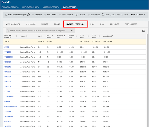 Screenshot-of-parts-purchased-report-filtered-by-invoice-return-number