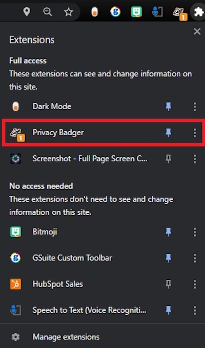 View-of-extensions-on-chrome-browser-with-a-red-box-around-the-extension-entitled-privacy-badger