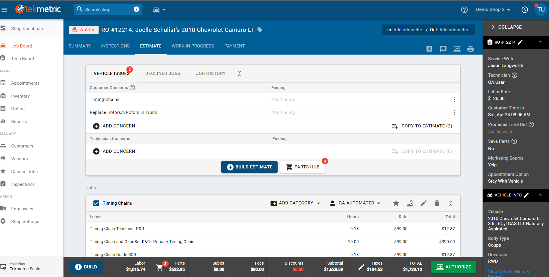 screenshot-of-vehical-issues-under-estimate-tab