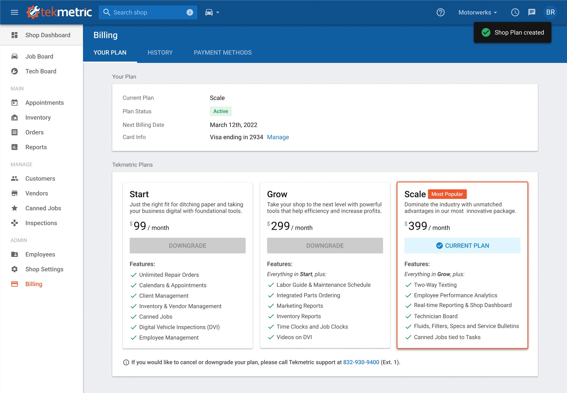 screenshot-of-Tekmetric-billing-plan-options